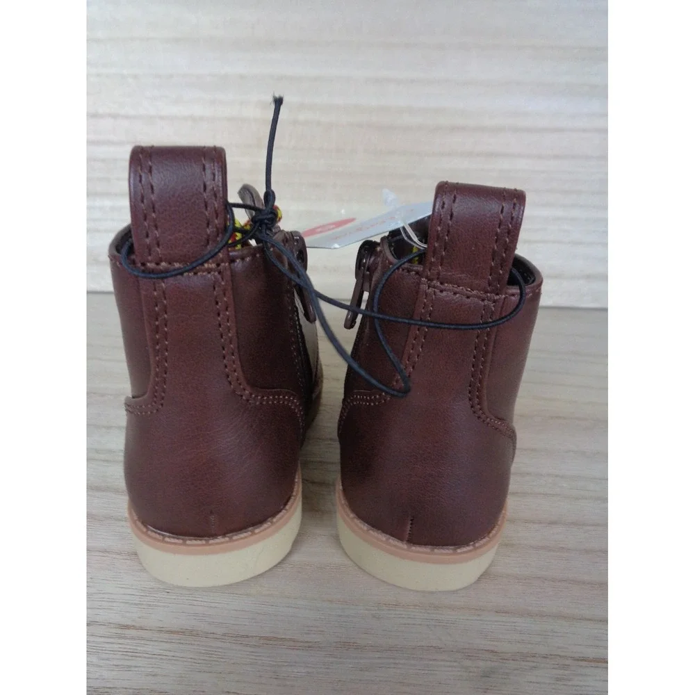 Cat & Jack Toddler Boys Boots Size 5‎ Brown Greyson Boots Side Zip & Laces